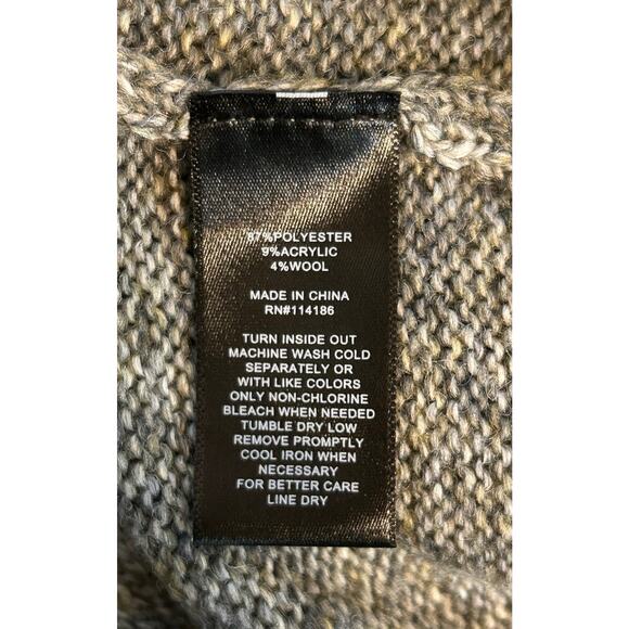 NWT Frye Gray Wool Blend V-Neck Sweater Woven Balloon Sleeve Chunky Knit - L - Picture 7 of 7